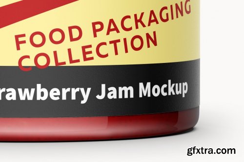 CreativeMarket - Glass Jar with Strawberry Jam Mockup 5529606