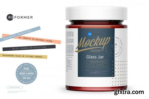 CreativeMarket - Glass Jar with Strawberry Jam Mockup 5529606