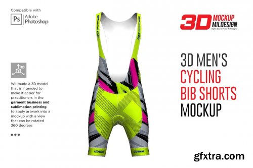 CreativeMarket - 3D Men's Cycling Bib Short Mockup 5528680