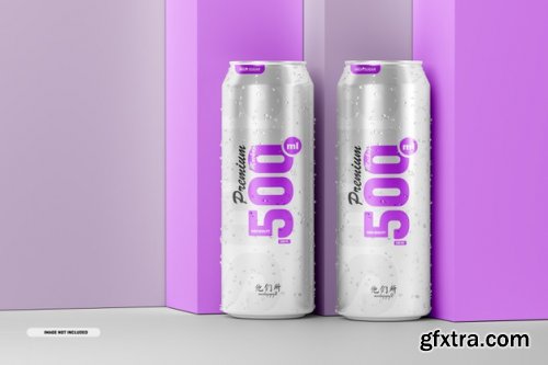 500ml soda cans mockup