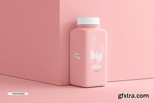 Multi size square pill supplement bottle mockup