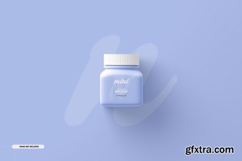 Small and Medium square pill supplement bottle mockup