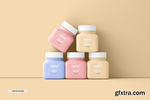 Small and Medium square pill supplement bottle mockup