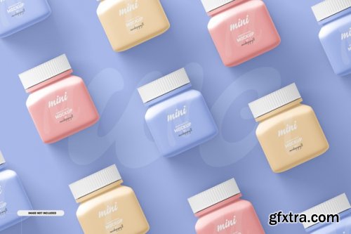 Small and Medium square pill supplement bottle mockup