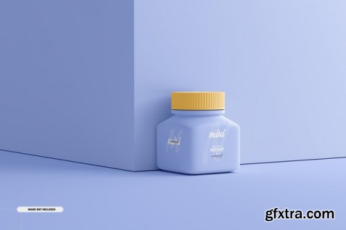 Small and Medium square pill supplement bottle mockup