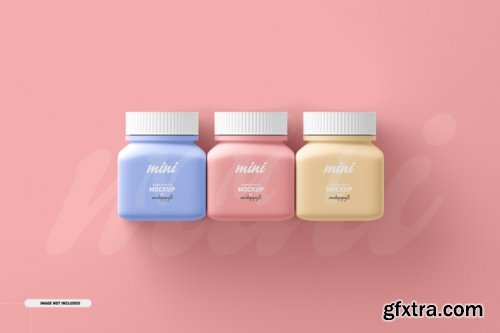 Small and Medium square pill supplement bottle mockup