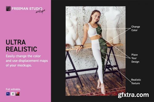 CreativeMarket - Stretching Leggings Mock-Up Set 5358000