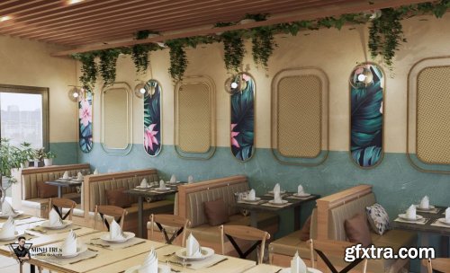 Interior Restaurant Sketchup Scene 01