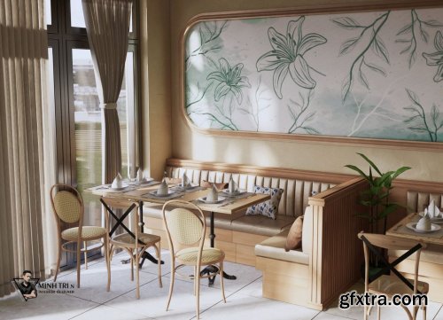 Interior Restaurant Sketchup Scene 01