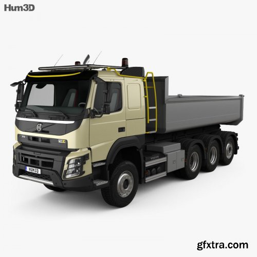 Volvo FMX Tridem Tipper Truck with HQ interior 2013 3D model