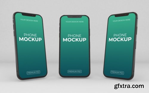 Realistic 12 phone mockup