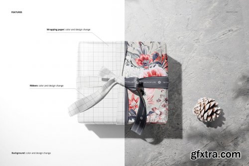 CreativeMarket - Gift Box Wrapping Paper Mockup Set 5672384