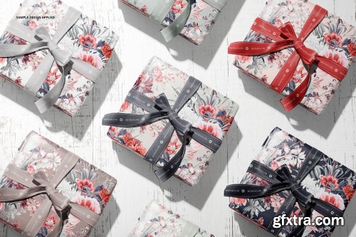 CreativeMarket - Gift Box Wrapping Paper Mockup Set 5672384