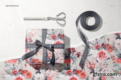 CreativeMarket - Gift Box Wrapping Paper Mockup Set 5672384