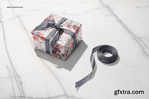 CreativeMarket - Gift Box Wrapping Paper Mockup Set 5672384