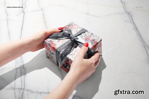 CreativeMarket - Gift Box Wrapping Paper Mockup Set 5672384