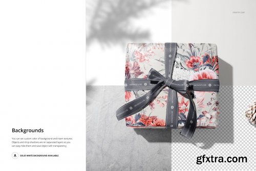 CreativeMarket - Gift Box Wrapping Paper Mockup Set 5672384