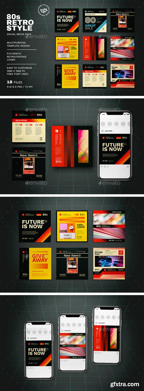 GraphicRiver - 80s Retro Style Social Media Pack 29355158