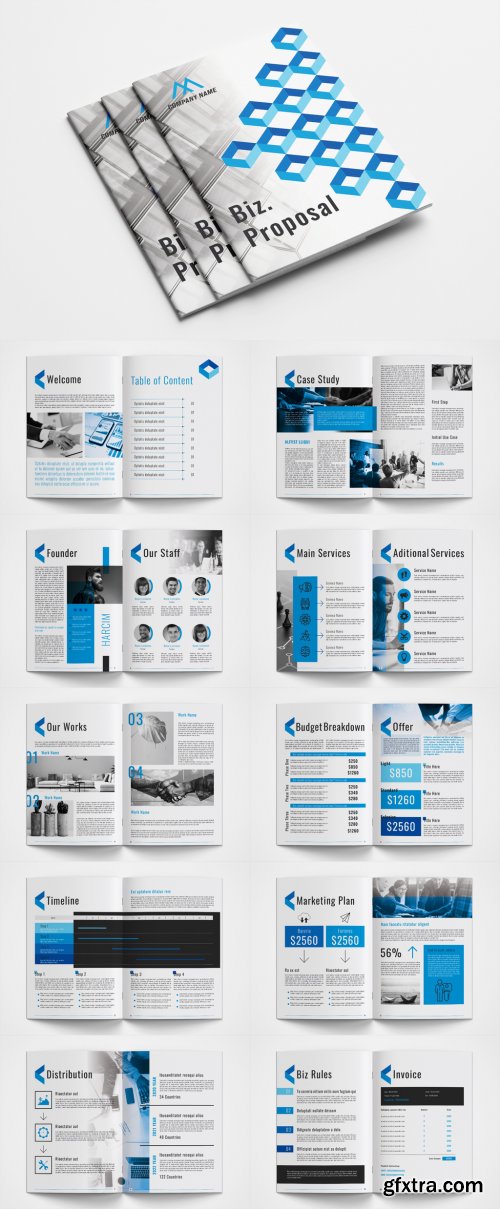 Business Proposal Layout with Blue Accents 392950323