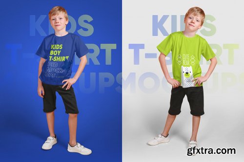 CreativeMarket - Kids Boy T-Shirt PSD Mockups Vol5 5336989