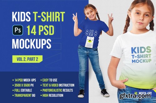 CreativeMarket - Kids Girl T-Shirt Mockups Vol2 Part2 5336841