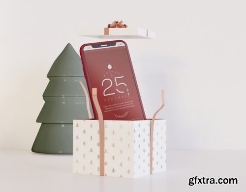 Mockup with Christmas decoration