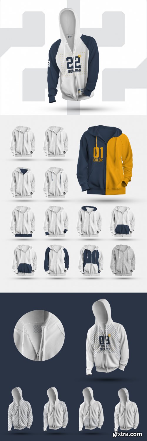 4 Zip Hoodie Mockups 398086968