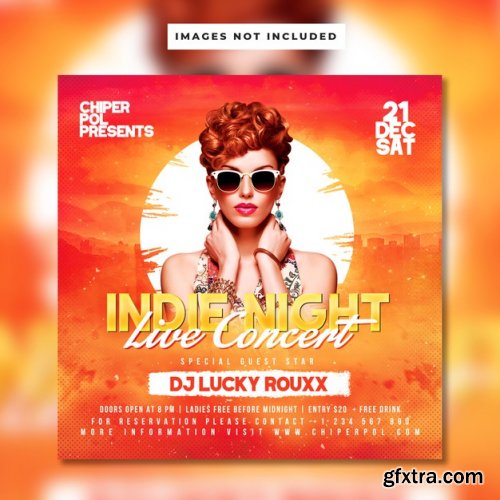 Indie night live concert flyer template