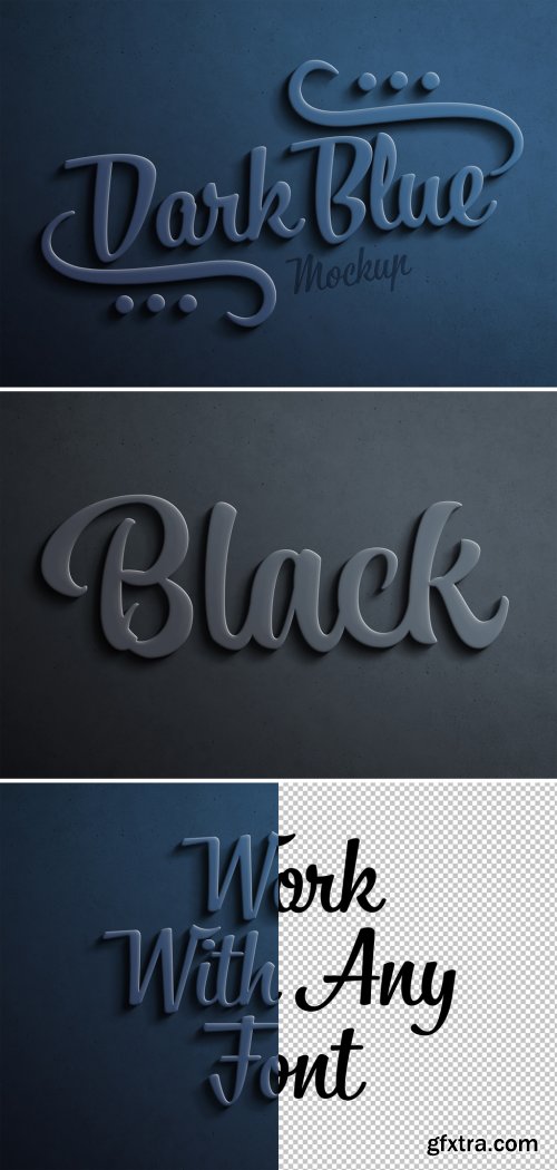 Dark Blue 3D Text Effect with Shadow Mockup