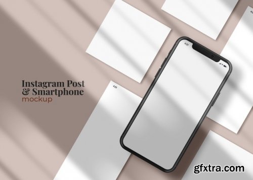 Social media stories and post template on smartphone mockup