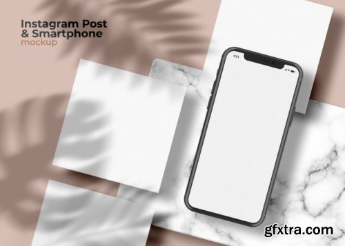 Social media stories and post template on smartphone mockup