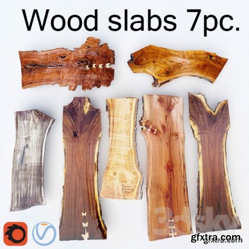 Wood Slab | Wooden slab 7pcs 3d model