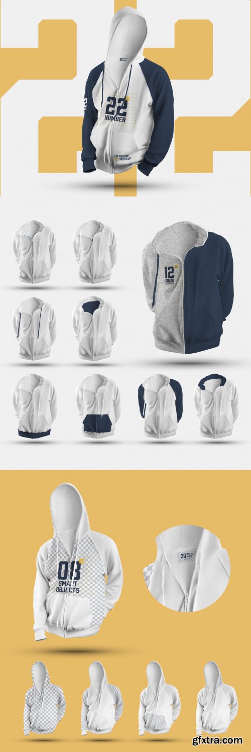 4 Zip Hoodie Mockups 398087033