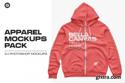 CreativeMarket - Bella Canvas Mens Zip Hoodie Mockups 5440350