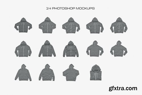 CreativeMarket - Bella Canvas Mens Zip Hoodie Mockups 5440350