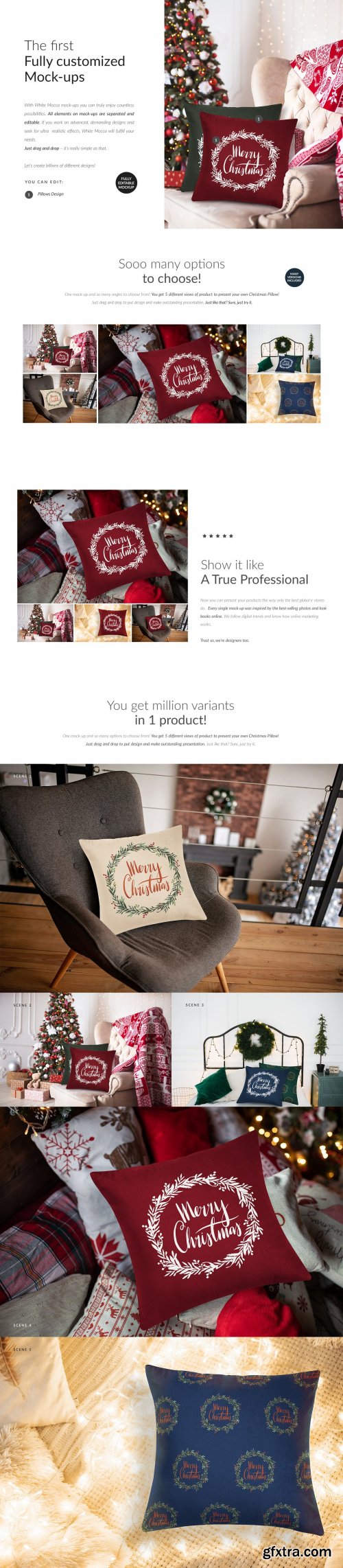 CreativeMarket - Christmas Pillow Cover Mock-ups Set 5613694