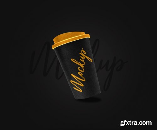 Coffee cup and Zip bag realistic mockup