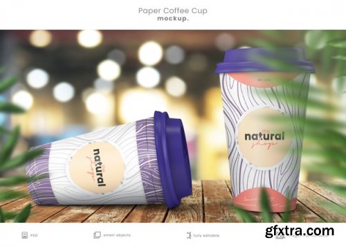 Realistic paper coffee cup mockup