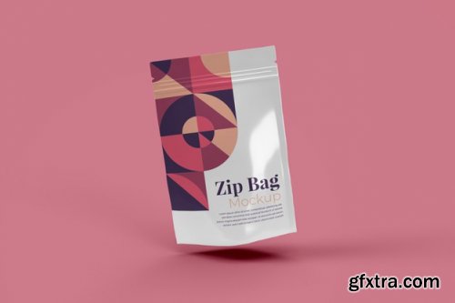 Coffee cup and Zip bag realistic mockup