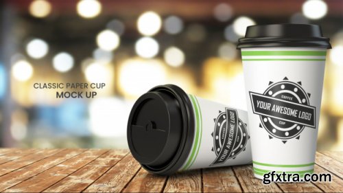 Realistic paper coffee cup mockup