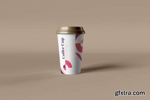 Coffee cup and Zip bag realistic mockup