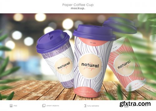 Realistic paper coffee cup mockup