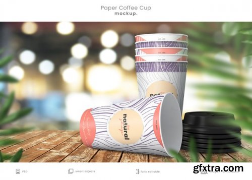 Realistic paper coffee cup mockup