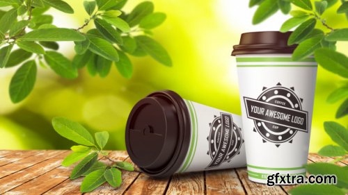 Realistic paper coffee cup mockup