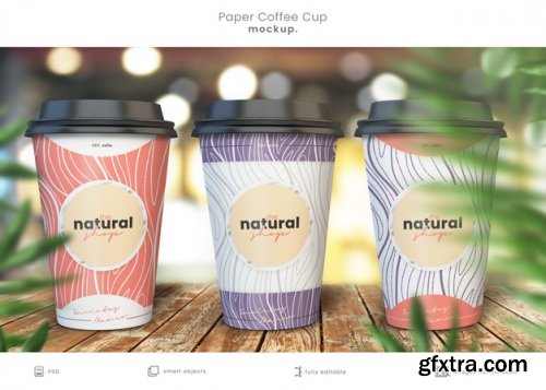 Realistic paper coffee cup mockup