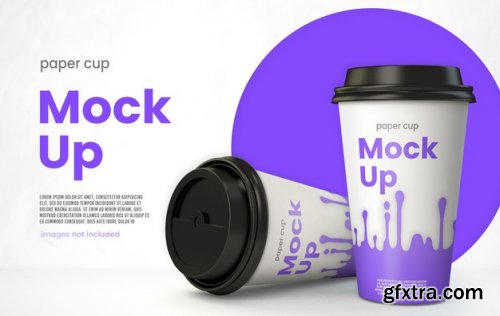 Realistic paper coffee cup mockup