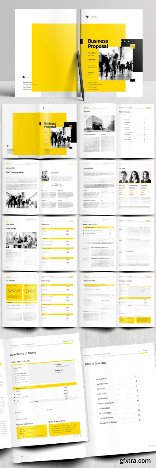 Business Proposal Booklet Layout with Yellow and Black Accents 394749860