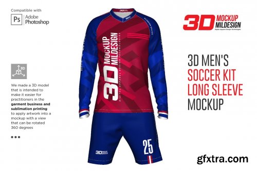 CreativeMarket - 3D Men's Soccer Kit Long Sleeve 5366039