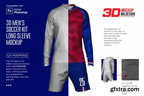 CreativeMarket - 3D Men's Soccer Kit Long Sleeve 5366039