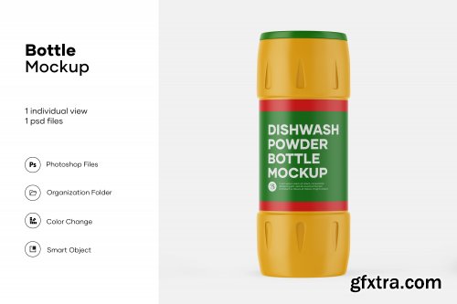 Plastic dishwash powder bottle mockup